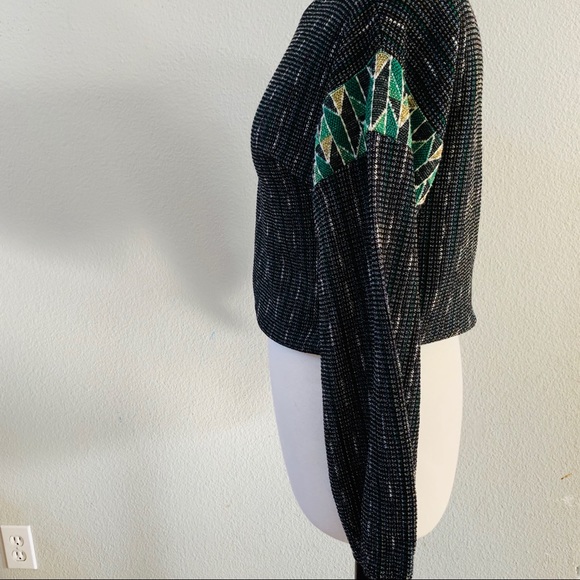 URBAN OUTFITTER metallic knit black green sweater - Picture 4 of 8